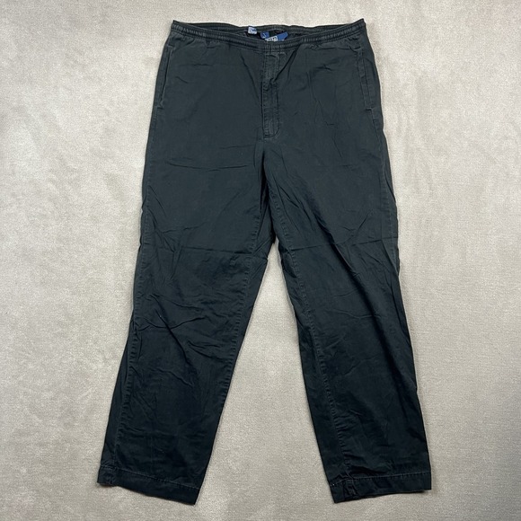 Polo Ralph Lauren Mens XL Black Cotton Elastic Waist Chino Pants Straight Leg — photo 2